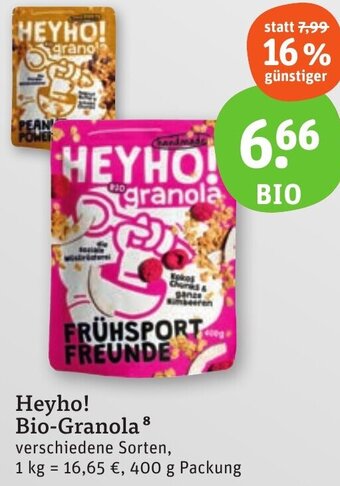 tegut Heyho! Bio-Granola 400 g Packung Angebot