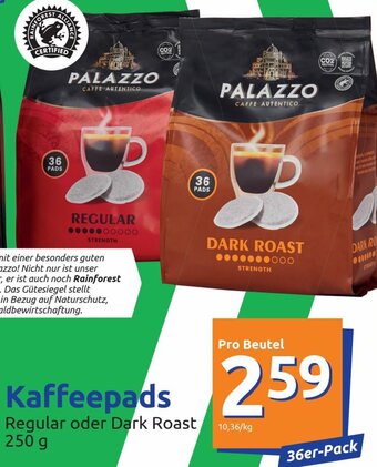 Action PALAZZO Kaffeepads 250 g Angebot
