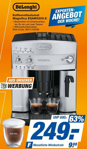 expert Techno Land DeLonghi Kaffeevollautomat Magnifica ESAM3200.S Angebot