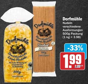 Hit Dorfmühle Nudeln 500 g Packung Angebot