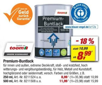toom Baumarkt toom Premium-Buntlack 250ml Angebot