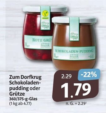 Markant Markt Zum Dorfkrug Schokoladen-pudding oder Grütze 360/375-g Angebot