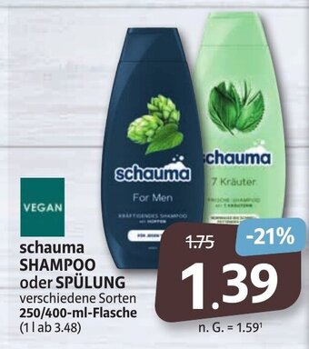 Markant Markt schauma SHAMPOO oder SPÜLUNG verschiedene Sorten 250/400-ml-Flasche Angebot