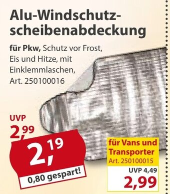 Sonderpreis Baumarkt Alu-Windschutzscheibenabdeckung Angebot