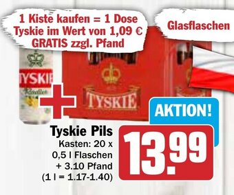 Hit Tyskie Pils 20 x 0,5 l Flaschen Angebot