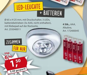 Sonderpreis Baumarkt LED-LEUCHTE + BATTERIEN Angebot