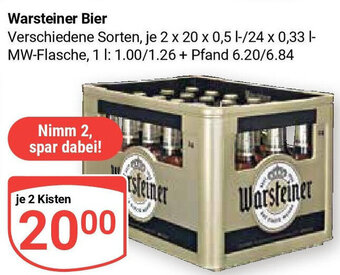 Globus Warsteiner Bier 2 x 20 x 0,5 l-/24 x 0,33 l-MW-Flasche Angebot