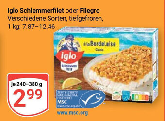 Globus Iglo Schlemmerfilet oder Filegro 240-380 g Angebot