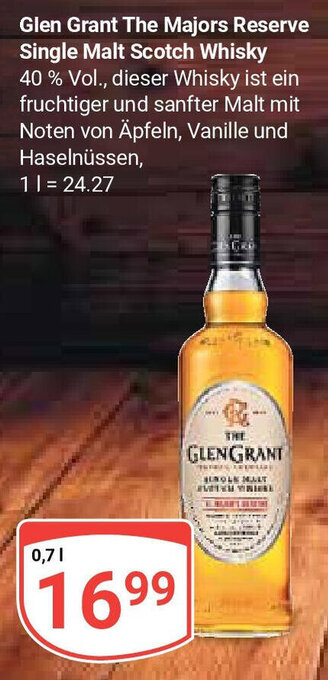 Globus Glen Grant The Majors Reserve Single Malt Scotch Whisky 1 l Angebot