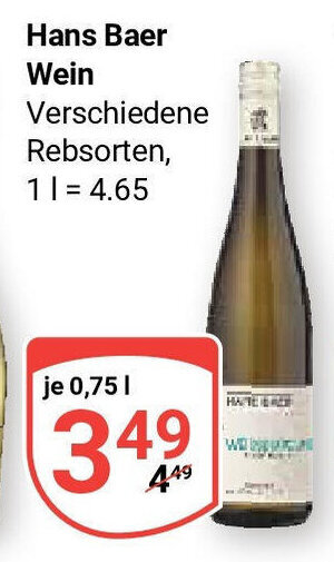 Globus Hans Baer Wein 0,75 l Angebot