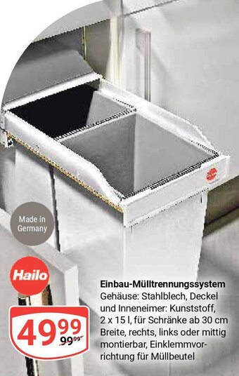 Globus Hailo Einbau-Mülltrennungssystem Angebot