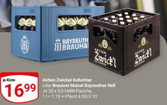 Globus Aktien Zwickel Kellerbier oder Brauerei Maisel Bayreuther Hell 20x0,5 L Angebot