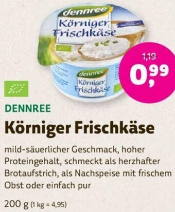 Denns BioMarkt DENNREE Körniger Frischkäse 200 g Angebot