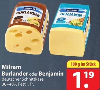 Famila Nord Ost Milram Burlander oder Benjamin 100 g Angebot