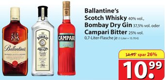 Famila Nord Ost Ballantine's Scotch Whisky, Bombay Dry Gin oder Campari Bitter 0,7 Liter Flasche Angebot