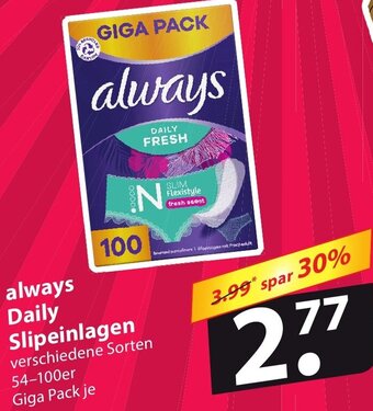 Famila Nord Ost always Daily Slipeinlagen 54-100er Angebot