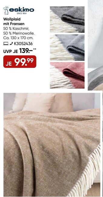 Galeria eskimo Wollplaid mit Fransen Angebot