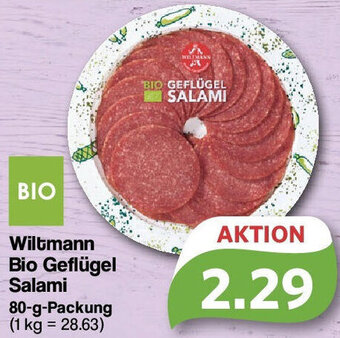 Famila Nord West Wiltmann Bio Geflügel Salami 80 g Packung Angebot