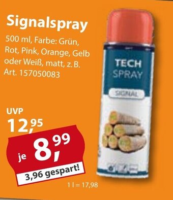 Sonderpreis Baumarkt Signalspray 500 ml, Farbe: Grün, Rot, Pink, Orange, Gelb oder Weiß, matt Angebot