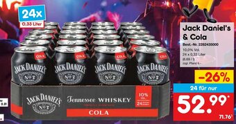 Netto Marken-Discount Jack Daniel's & Cola 24 x 0,33 Liter Angebot