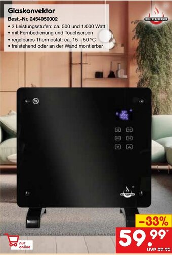 Netto Marken-Discount Glaskonvektor EL FUEGO Angebot