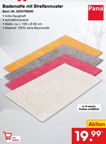 Netto Marken-Discount Badematte mit Streifenmuster Pana ca. L 100 x B 60 cm Angebot