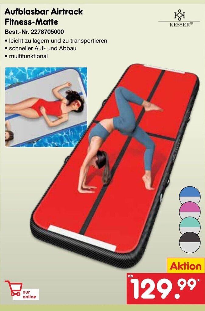 Aufblasbar Airtrack FitnessMatte Angebot bei Netto MarkenDiscount