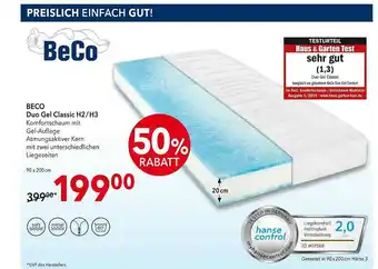 Matratzen Concord Beco Duo Gel Classic H2 Oder H3 Angebot