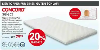 Matratzen Concord Concord Topper Memory Plus Angebot