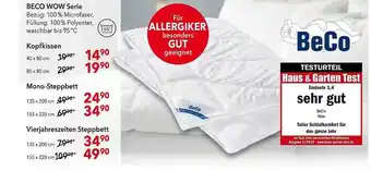 Matratzen Concord Beco Wow Serie Kopfkissen, Mono-steppbett Oder Vierjahreszeiten Steppbett Angebot