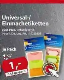 Sonderpreis Baumarkt Universal- Oder Inmachetiketten Angebot