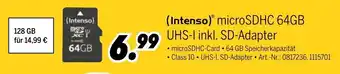 MEDIMAX Intenso microSDHC 64GB UHS-I inkl. SD Adapter Angebot