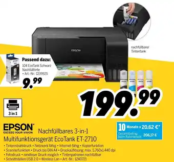 MEDIMAX Epson Nachfüllbares 3in1 Multifunktionsgerät Ecotank ET-2710 Angebot