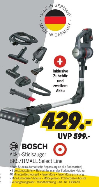 MEDIMAX BOSCH Akku-Stielsauger BKS711MALL Select Line Angebot