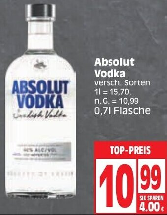 Edeka Absolut Vodka 0,7 L Flasche Angebot