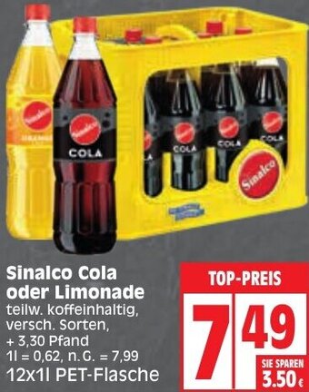 Edeka Sinalco Cola oder Limonade 12x1 L PET-Flasche Angebot