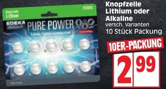 Edeka Knopfzelle Lithium oder Alkaline 10 Stück Packung Angebot