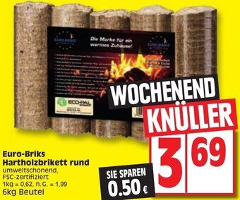 Edeka Euro-Briks Hartholzbrikett rund 6kg Beutel Angebot