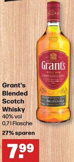 Handelshof Grant's Blended Scotch Whisky 0,7 L Flasche Angebot