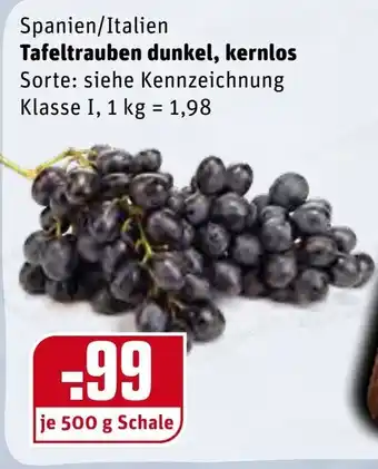 REWE Tafeltrauben dunkel, kernlos 500g Angebot