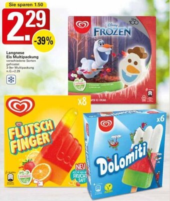 WEZ Langnese Eis Multipackung 3-9er Angebot