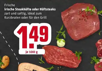 REWE Frische Irische Steakhüfte oder Hüftsteaks 100g Angebot