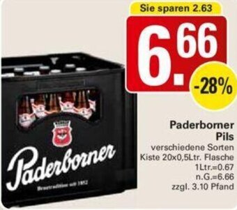 WEZ Paderborner Pils Kiste 20x0,5Ltr. Flasche Angebot