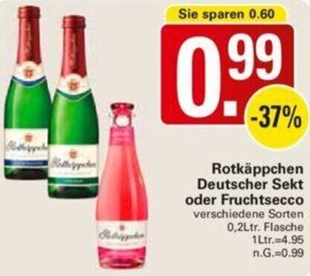 WEZ Rotkäppchen Deutscher Sekt oder Fruchtsecco 0,2Ltr. Flasche Angebot