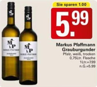 WEZ Markus Pfaffmann Grauburgunder 0,75Ltr. Flasche Angebot