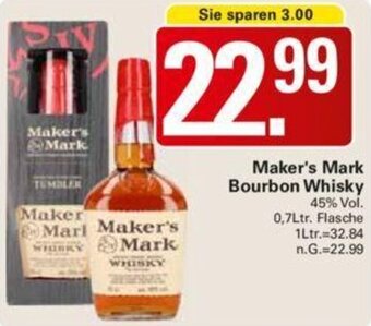 WEZ Maker's Mark Bourbon Whisky 0,7Ltr. Flasche Angebot