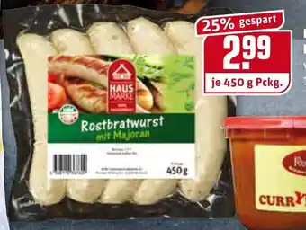 REWE Rewe Hausmarke Rostbratwurst im Naturdarm 450g Angebot