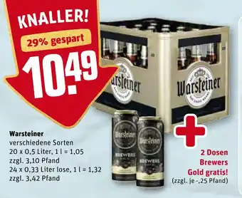 REWE Warsteiner 24x0,33/20x0,5L Angebot