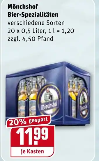 REWE Mönchshof Bier Spezialitäten 20x0,5L Angebot