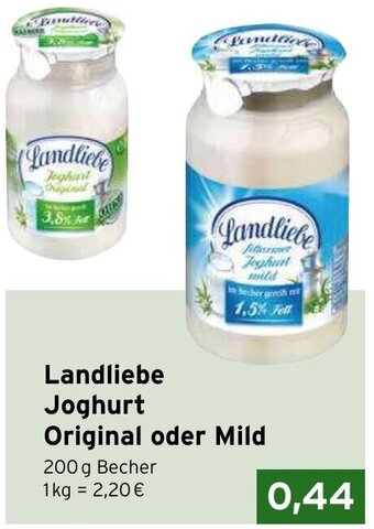 CAP Markt Landliebe Joghurt Original oder Mild 200 g Becher Angebot